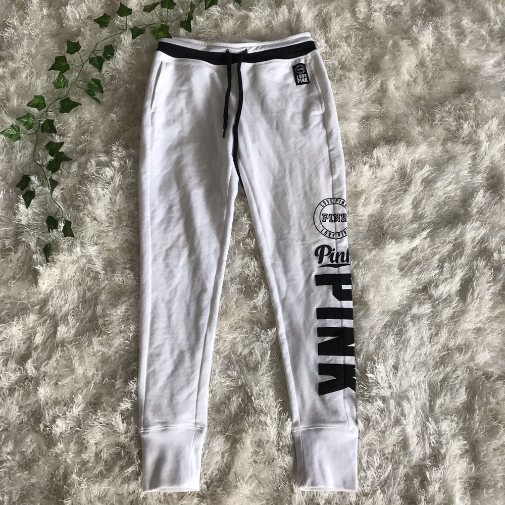 VICTORIAS SECRET PINK WHITE JOGGERS